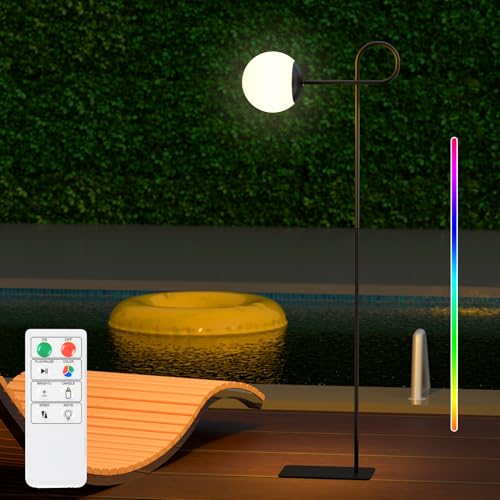 GGII outdoor stehlampe mit dimmbarem warmweiß und rgb licht, wasserdicht, akkubetrieben