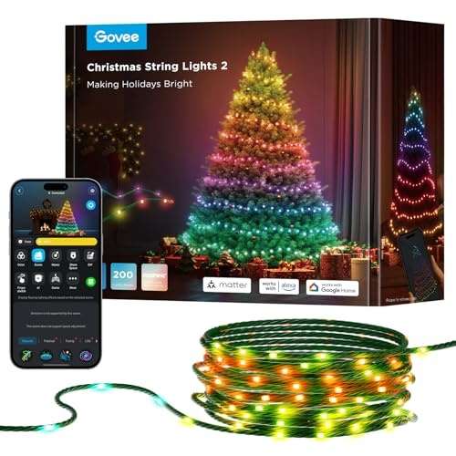 govee außen weihnachtsbeleuchtung 20m, 200 leds, ip65 wasserdicht, kompatibel mit alexa