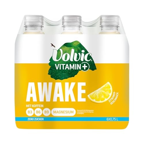 volvic vitamin+ awake zitrone mit koffein, magnesium und vitaminen  6 x 0,75 l
