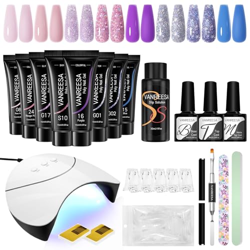 Produktbild: poly nail gel set von VANREESA, 8 farben, nagellampe, nagelverlängerung für frauen