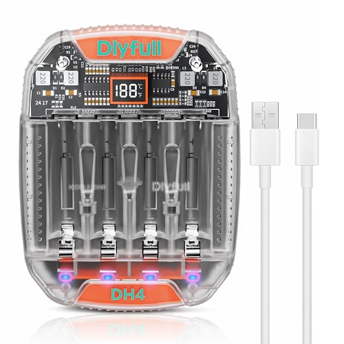 Batterie Ladegerät 4-Ladeplatz USB-C für AA AAA NIMH Li-ionen 1,2V 1,5V 500mAh