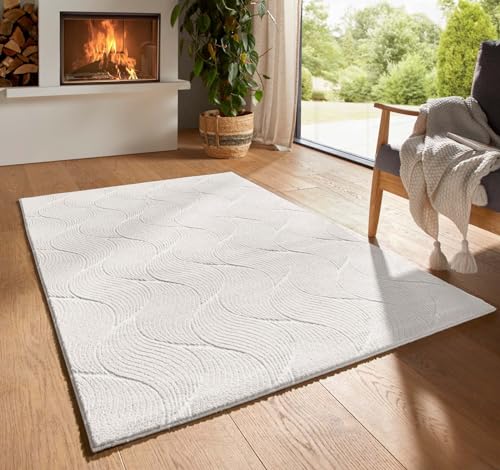 taracarpet kurzflor teppich 3d optik waschbar creme 060x120 cm für wohnzimmer schlafzimmer kinderzimmer