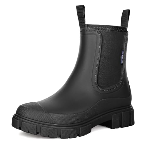 wasserdichte gummistiefel damen, halbhohe chelsea boots, rutschfeste outdoor stiefel