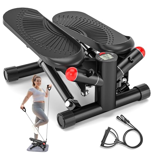 mini stepper mit power ropes, höhenverstellbar, lcd-monitor, 150kg hometrainer