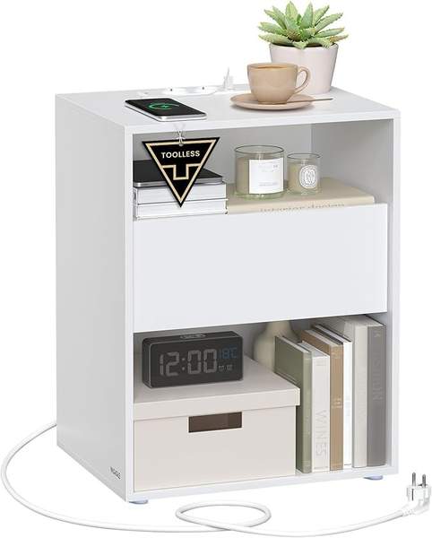 VASAGLE Nachttisch mit Ladefunktion - Möbel für Schlafzimmer