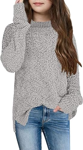 tankaneo mädchen pullover fleece warm rundhalschunky mit seiten schlitz einfarbig herbst winter