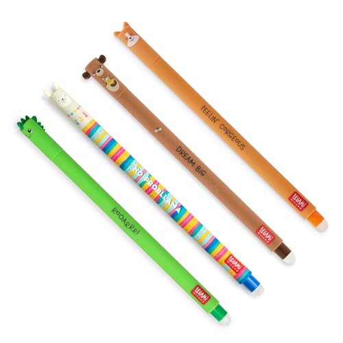 gel-radierstift set legami 4 teile dino teddybär corgi lama schwarz blau grün rot 7,53