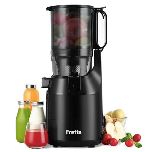 fretta slow juicer mit 135mm öffnung, 250w entsafter für obst und gemüse, schwarz, 1.8l