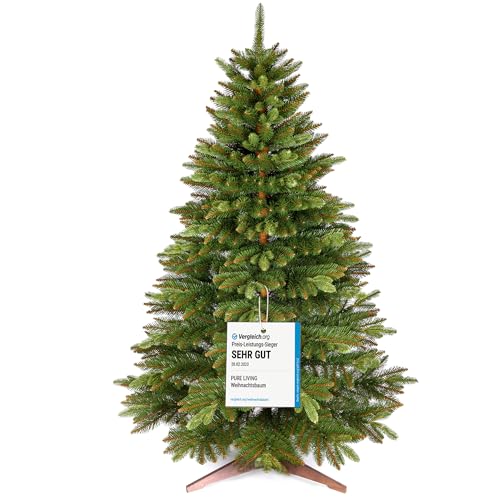 Premium Künstlicher Weihnachtsbaum 180cm von Pure Living, naturgetreu, dichte Zweige, mit Holzständer und Aufbewahrungstasche