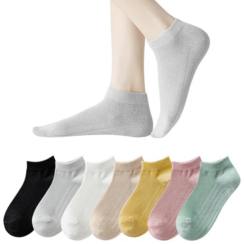 zocone sneaker socken damen 7 paar atmungsaktive kurze füßlinge knöchelsocken 35-38