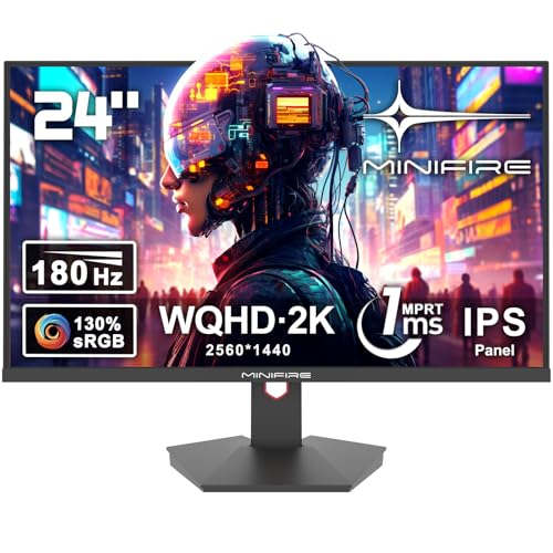 minifire gaming monitor 24 zoll wqhd 2560x1440 180 hz 1ms amd freesync hdr10