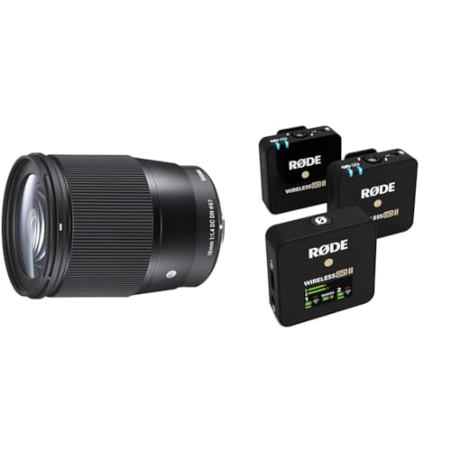 sigma 16mm f1.4 dc dn objektiv für sony e, röde wireless go ii mikrofonsystem