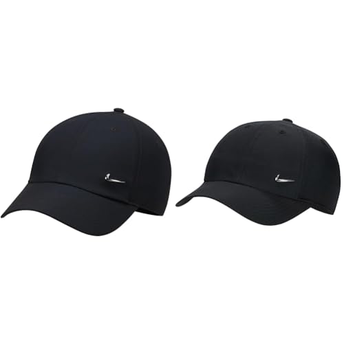 Nike Dri-Fit Club Hut mit Visier, Schwarz/Metallisch Silber, Einheitsgröße M/L, Unisex Erwachsene und Kinder