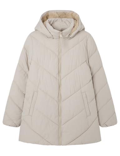 springfield damen mantel sorona aura wasserabweisend wattiert mit kapuze beige, größe m