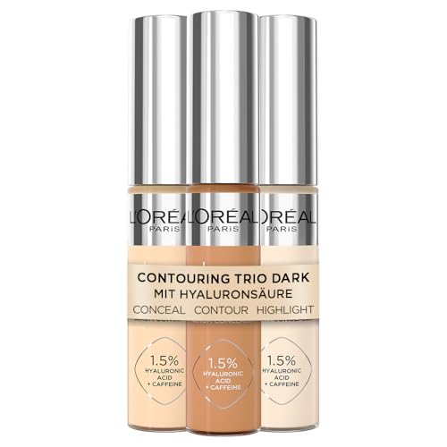l'oral paris getöntes serum contouring trio dunkel flüssige foundation hyaluronsäure 3 x 30 ml