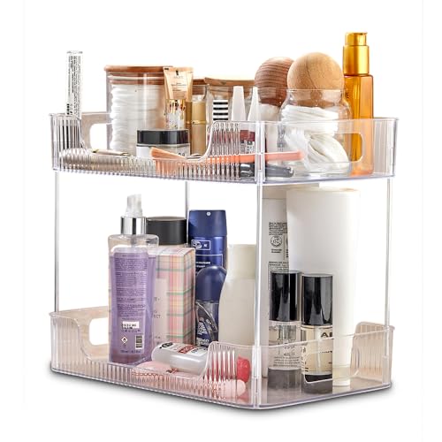 make-up organizer, bir-store kosmetik aufbewahrung mit griffen, 2 etagen transparent