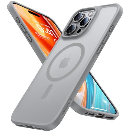 torras guardian-magnet hülle für iphone 16 pro, militärschutz, magsafe, grau