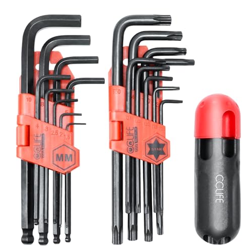 cclife torx innensechskant winkelschlüsselsatz 19-teilig 1,5-10mm t10-t50 Cr-V