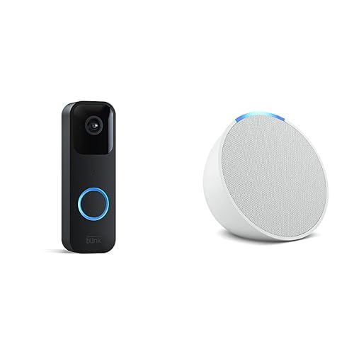 blink video doorbell schwarz, smart home einsteigerpaket, funktioniert mit alexa, echo pop