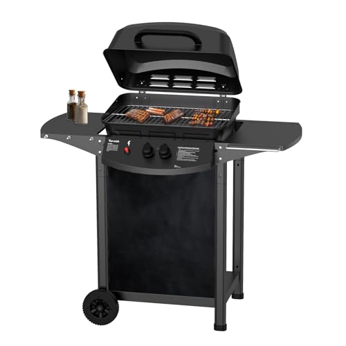 gasgrill topwish 2 brenner für balkon und outdoor, grillwagen mit druckminderer, 6.0 kW