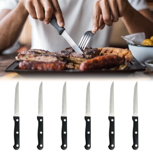 steakmesser set 6-teilig edelstahl scharfe wellenschliff tafelmesser küchenbesteck