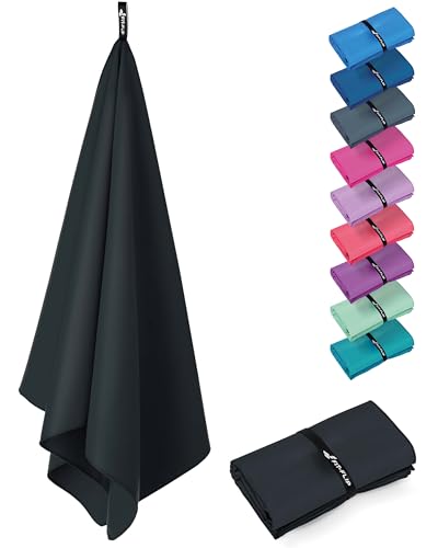 fit-flip mikrofaser handtuch schnelltrocknend reisehandtuch sporthandtuch 180x90cm onyx black