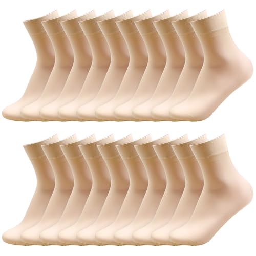utxn pop-socken damen nylon unsichtbare enge sokken 20 paar natürliche farbe