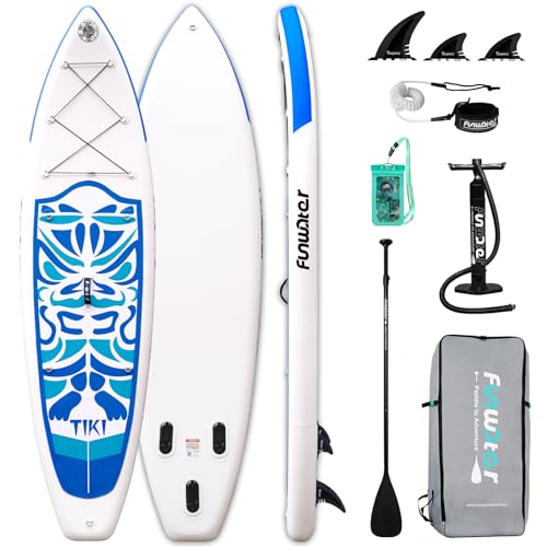 funwater aufblasbares stand up paddle board mit paddel, pumpe, rucksack, leine, tasche