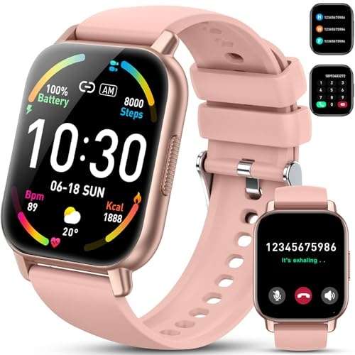 smartwatch mit telefonfunktion 1,85 zoll display fitnessuhr herzfrequenzmonitor spO2 schlafmonitor