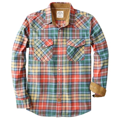 Dubinik Flanellhemd Herren Langarm Druckknopf Outdoor Western Hemd Regular Fit