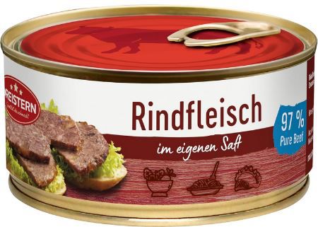 Dreistern reines rindfleisch im eigenen saft 300g ab 2,84 statt 4