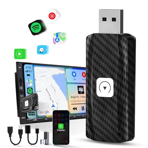msxttly carplay wireless adapter für kabelloses carplay, usb c/a, schwarz