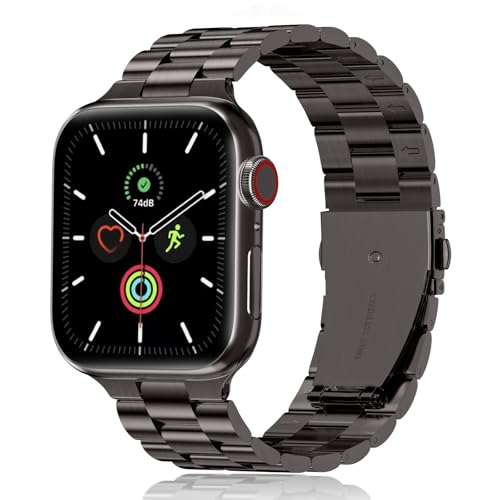 qaznz metall armbandum für apple watch 46 mm 45 mm 44 mm 49 mm 42 mm schwarz grau