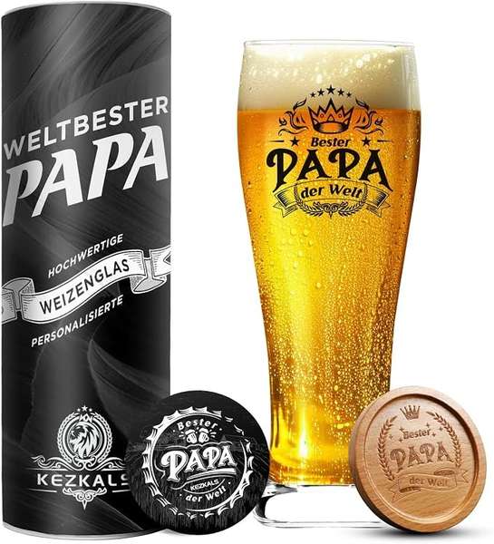 Papa Geschenk Weihnachten Weizenbiergläser 0,5 mit Gravur