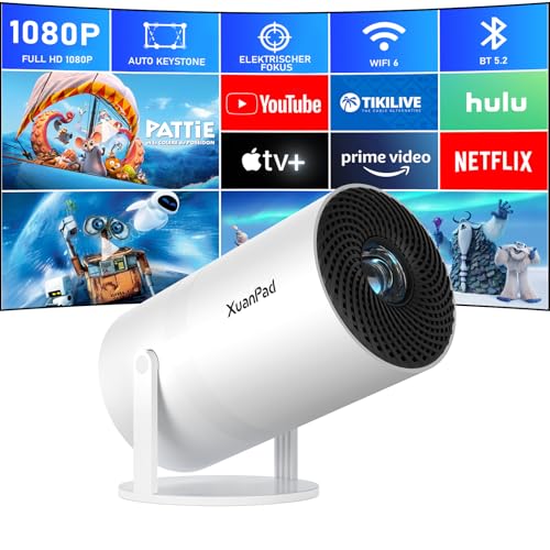 beamer 4k mit autofokus und trapezkorrektur, xuanpad 1080p wifi bluetooth, 20000l