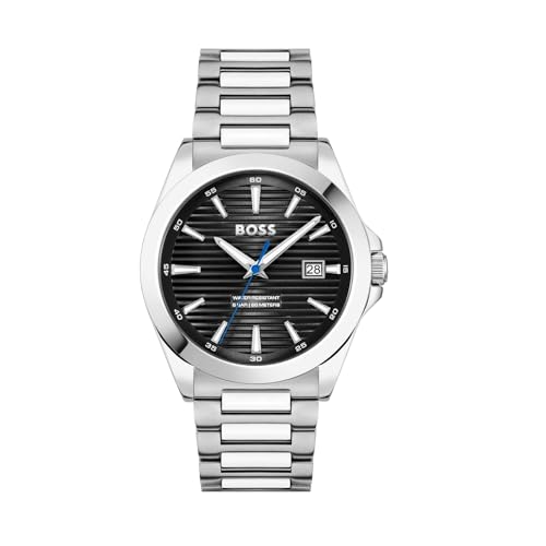 BOSS Herren Uhr Strike Edelstahlarmband DREI-Zeiger-Quarzwerk