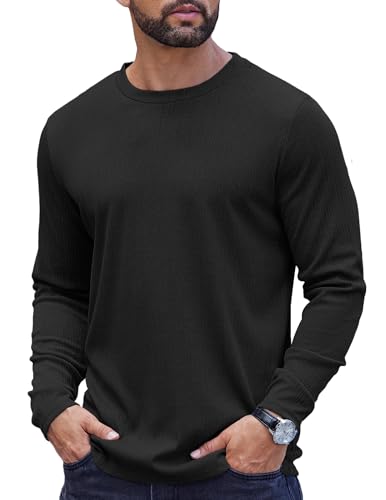 coofandy pullover herren langarm mit rundhalsausschnitt wellenstreifen schwarz xl