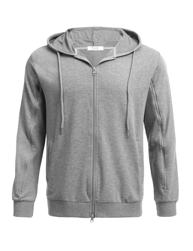 pinspark herren kapuzenpullover mit reißverschluss, taschen, hellgrau, gr. s, xxl
