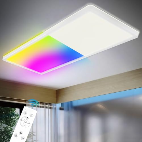 Produktbild: led deckenlampe epicflare 21w mit fernbedienung 4000k rgb 58cm für küche badezimmer büro wohnzimmer