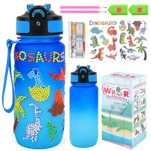 momsiv diy trinkflasche kinder geschenksets mit glitter dinosaurier aufkleber 5-10 jahre