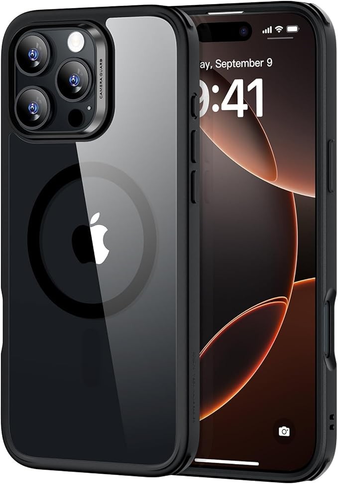 iPhone 16 Pro Max Hülle, MagSafe, Stoßfest, Kratzfest, Schwarz, Vergilbungsbeständig