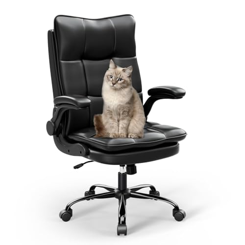 Produktbild: asukale ergonomischer bürostuhl mit kratzfestem technikleder, höhenverstellbar, drehbar, schwarz