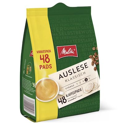 melitta auslese kaffeepads 48er pack stärke 4/5 für 4,49 euro statt 7 euro