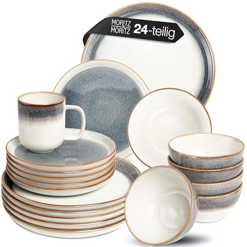 Moritz & Moritz geschirrset tarento 24-teilig für 6 personen grau aus steinzeug