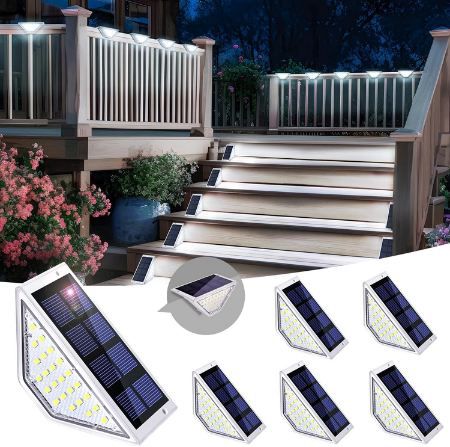 solpex solar-stufenleuchten 6er pack kaltweiß wasserdicht 10,49 statt 21