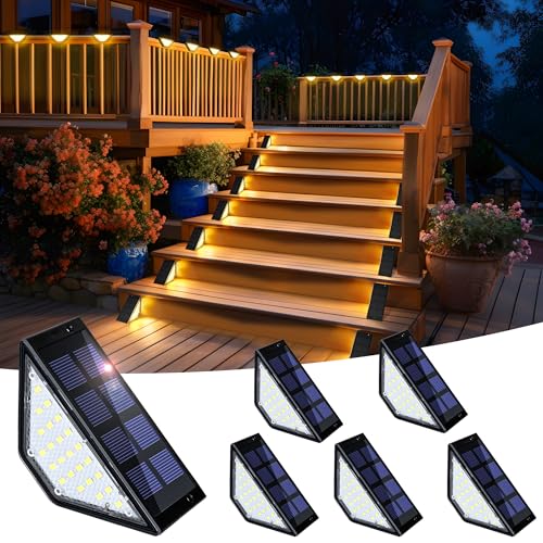 solpex solar-stufenleuchten 24 leds wasserdichte terrassenleuchten schwarz warmweiß 6er-pack