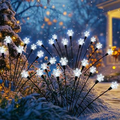 solar gartenleuchten patitiba, 60 led schneeflocken lichter außen, wasserdicht, 6 stück