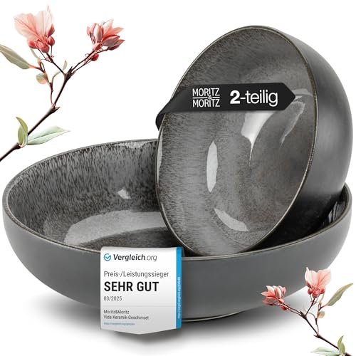 moritz & moritz servierschalen set anthrazit 2 große porzellan schalen mikrowellengeeignet