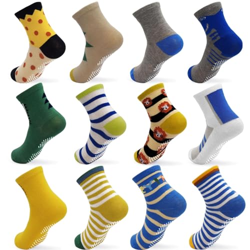 rutschfeste socken kinder 12 paar antirutschsocken grpskcos kleinkind 3-5 jahre krokodilstil