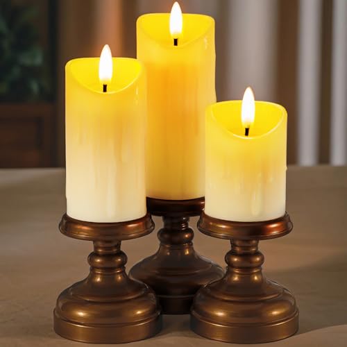 Produktbild: lewondr led flameless candles 3er set batteriebetriebene flackerkerzen ivory weiß